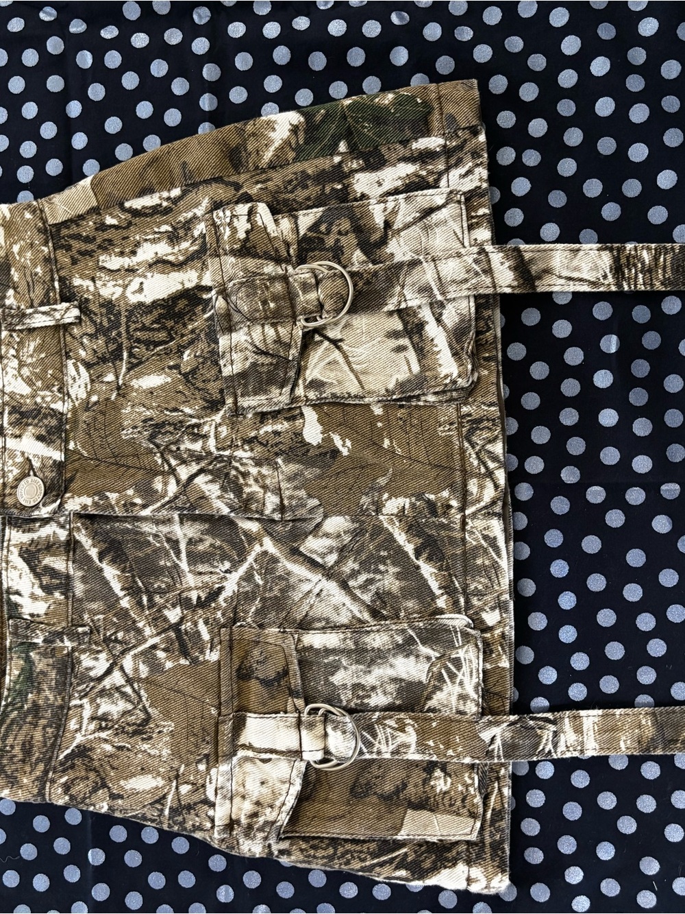 Camo Print Utility Mini Skirt with Buckle Straps